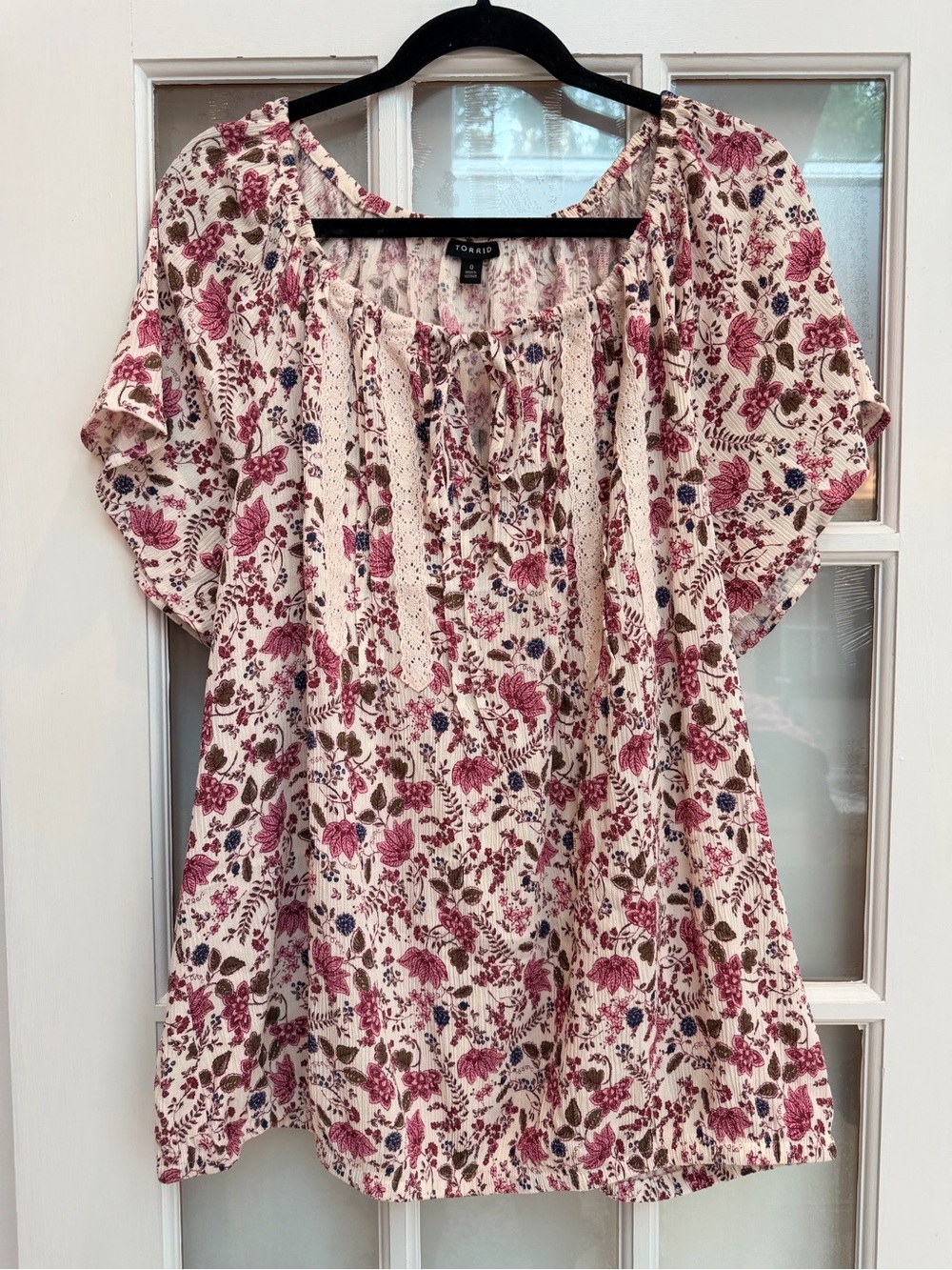 Torrid Cottagecore Crinkle Gauze Flutter Sleeve Feminine Floral Top Size Large L - Picture 4 of 14